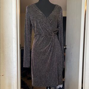 Chic Black and Gold Long Sleeve Dress